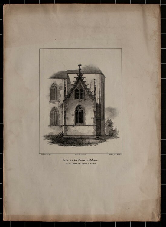 A. Schott - Portal an der Kirche zu Kidrich (Hessen) - Lithografie - o.J.