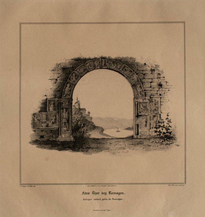 A. Schott - altes Tor bei Remagen - Lithografie - o.J.