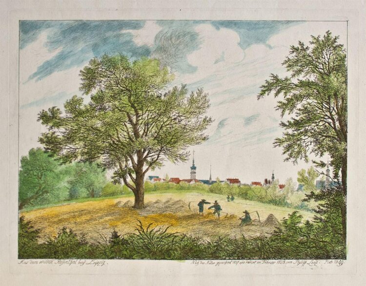 Philipp Lenz - Aus dem wilden Rosenthal bey Leipzig - 1828 - aquarellierte Radierung