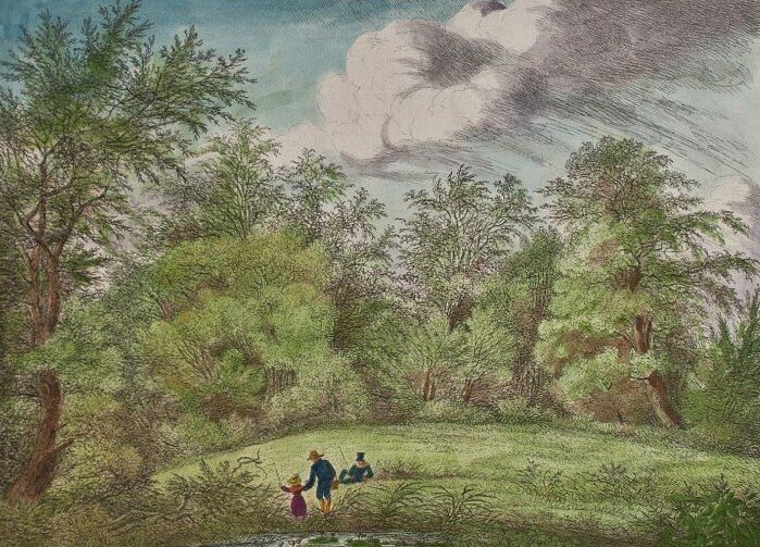 Philipp Lenz - Aus dem wilden Rosenthal bey Leipzig - 1828 - aquarellierte Radierung