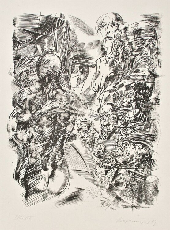 Rolf Münzner - Illustration zu Heinrich Mann, Eine Liebesgeschichte - 1973 - Schablithografie