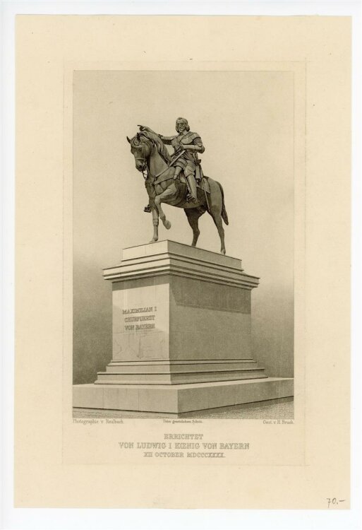 H. Bruch - Denkmal Maximilian I Kurfürst von Bayern - o.J. -  Stahlstich