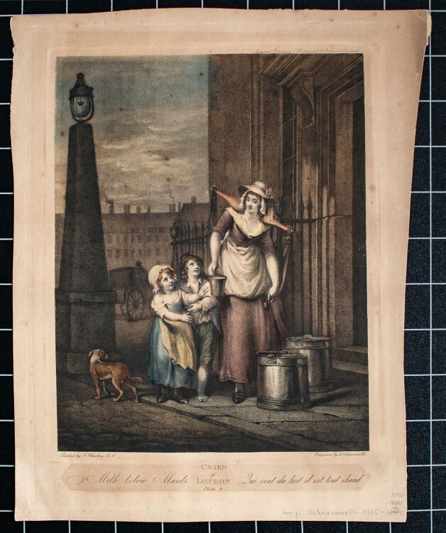 Luigi Schiavonetti - Milk below Maids - kolorierte Radierung - 1793