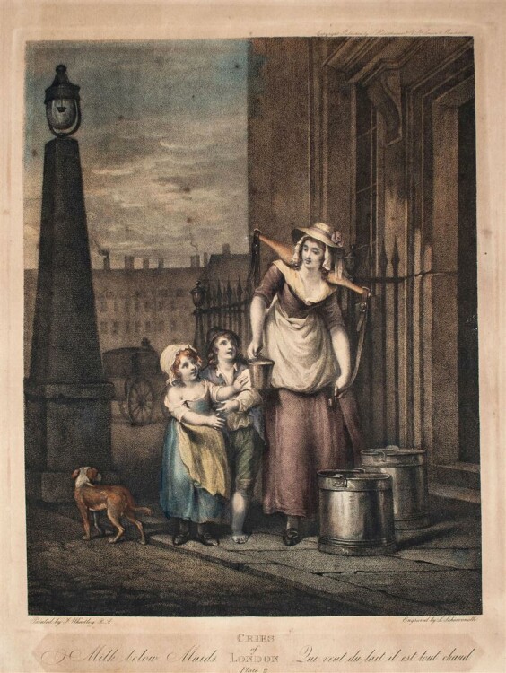Luigi Schiavonetti - Milk below Maids - kolorierte Radierung - 1793
