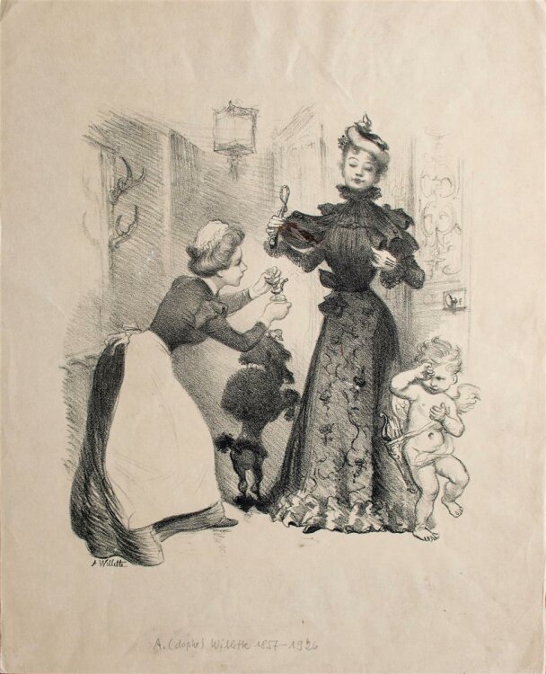 Adolphe Willette - Amor wird parfümiert - Lithographie - o. J.