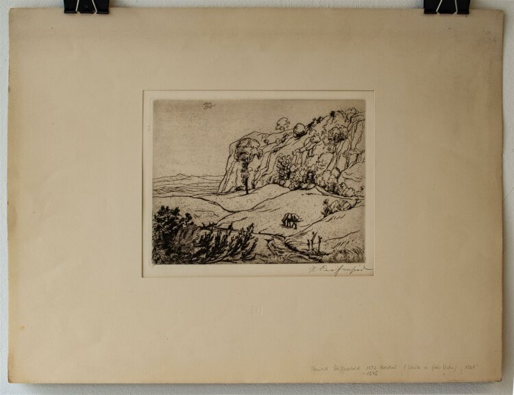 Heinrich Reifferscheid - Landschaft mit Pferd - Radierung - 1921