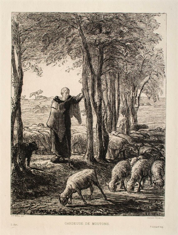 Gustave Marie Greux - Schafshirte nach Millet - Radierung...