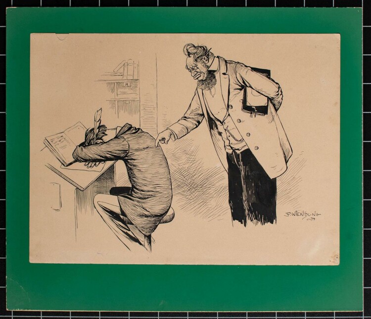 Paul Wendling - Schlafen bei der Arbeit - Tuschezeichnung - 1894