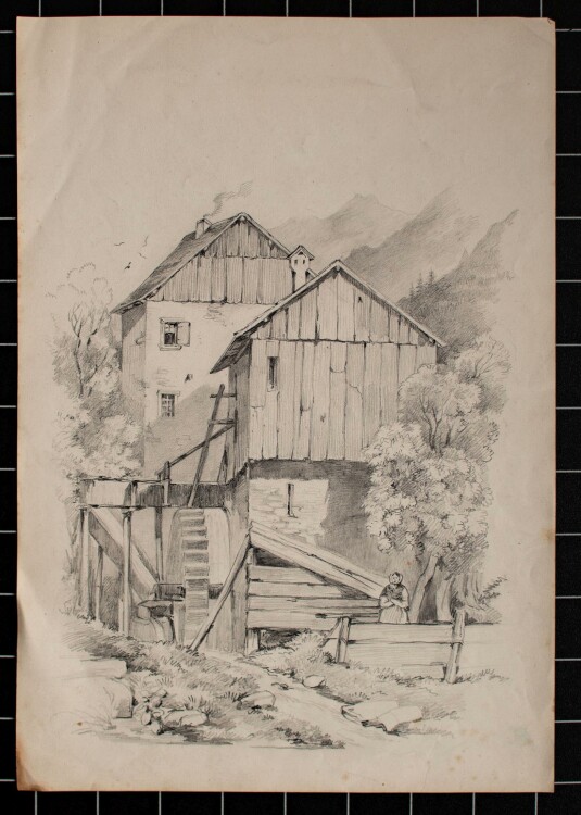Unbekannt - Wassermühle - Bleistiftzeichnung - o. J.