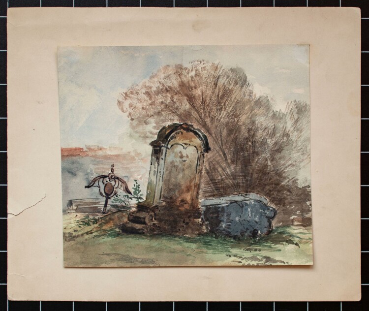 Unbekannt - Friedhof - Aquarell - 1857