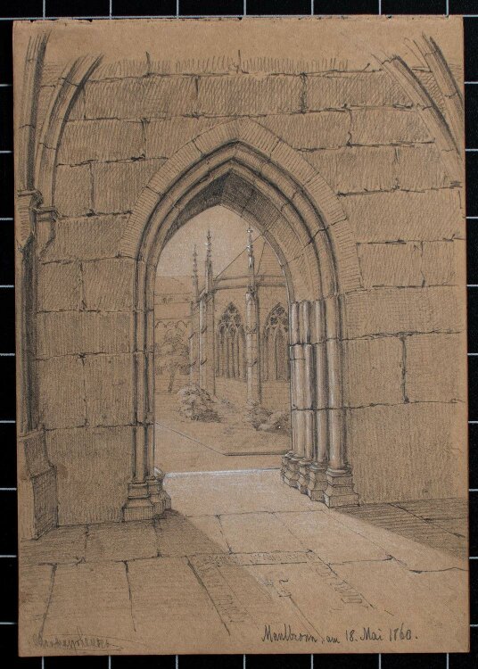 O. von Mayrhauser - Kloster Maulbronn (?) - Bleistiftzeichnung - 1860