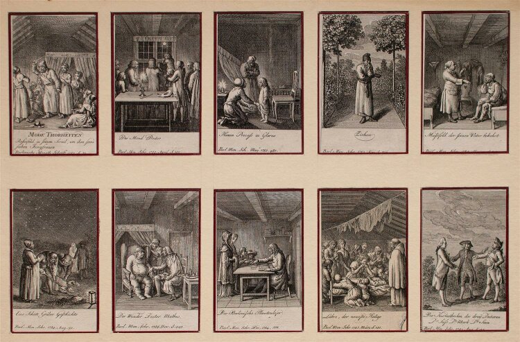 Daniel N. Chodowiecki - 10 Szenen aus Serie: Modethorheiten - Kupferstich - 1788