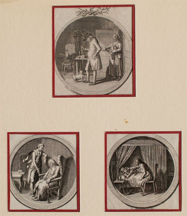 Daniel N. Chodowiecki - Drei Titelvignetten im Kreis - Kupferstich - 1791