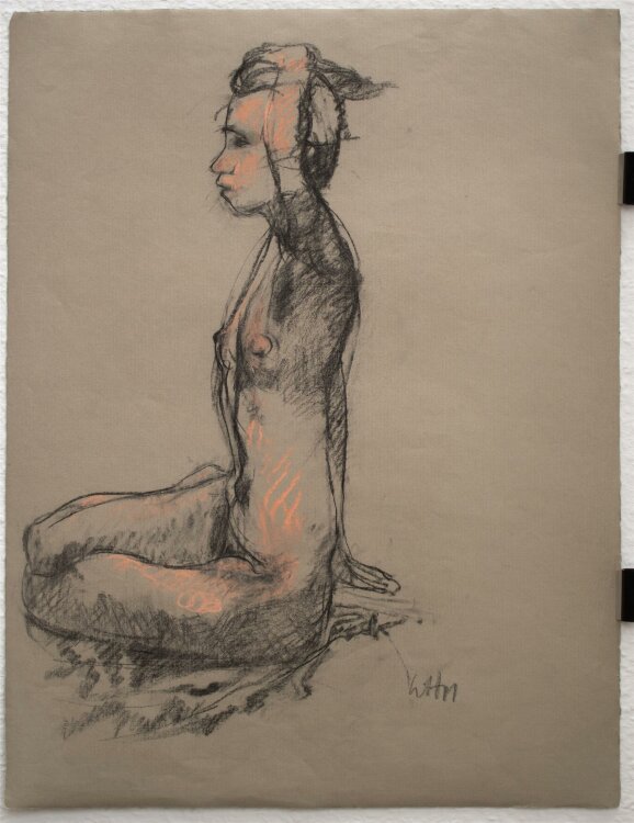 Wulfired Hengstenberg - sitzender weiblicher Akt - Zeichnung - 2011