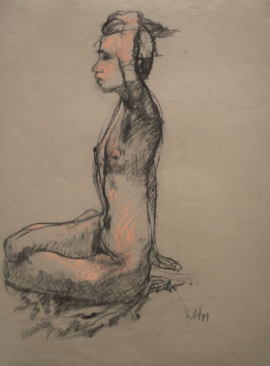 Wulfired Hengstenberg - sitzender weiblicher Akt - Zeichnung - 2011
