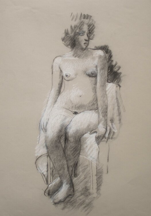 Wulfried Hengstenberg - sitzender weiblicher Akt - Zeichnung - 2009