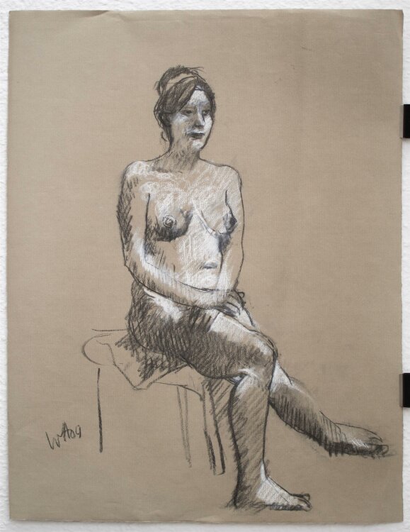 Wulfried Hengstenberg - sitzender weiblicher Akt - Zeichnung - 2009