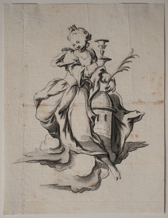 Johann Wilhelm Meil - Bildnis Heilige Katharina und Heilige Barbara - o.J. - Tusche