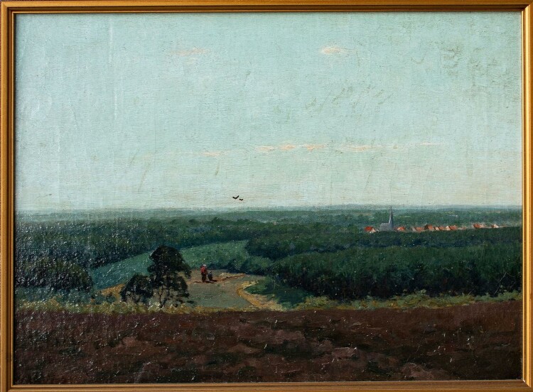 Herman van Oosterzee - Landschaft mit Dorf - Öl auf Holz - o. J.
