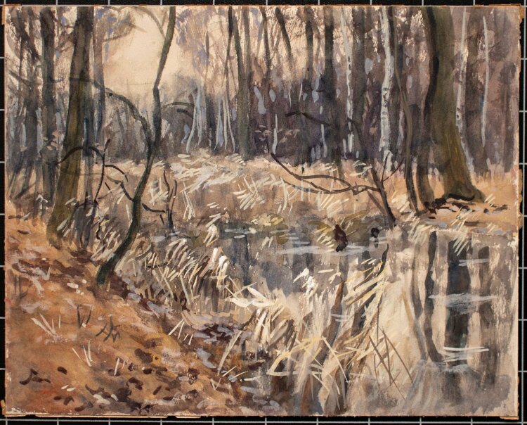 Unbekannter Künstler - Waldstück mit Fluss - Gouache - o.J.