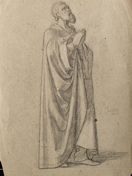 Karl Müller - stehender Mann betend - Kreidezeichnung - 1844
