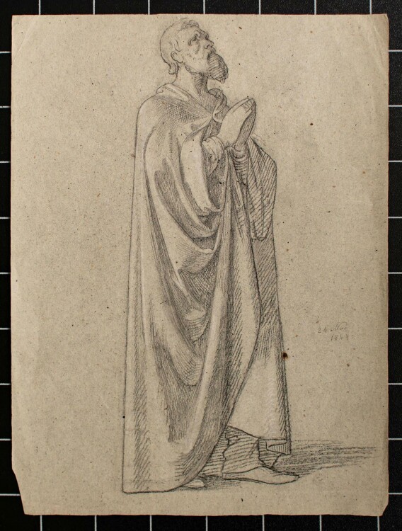 Karl Müller - stehender Mann betend - Kreidezeichnung - 1844