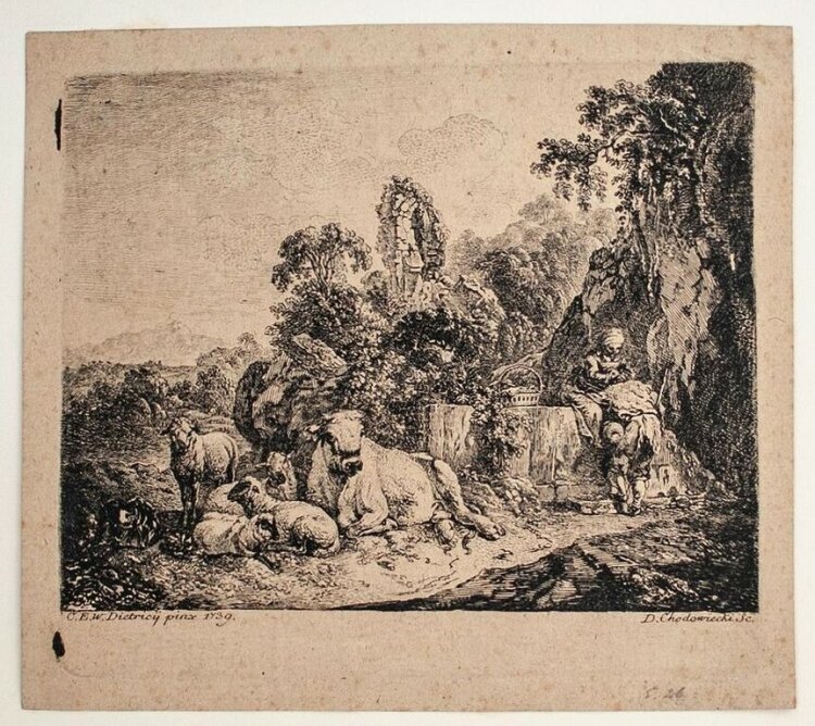 Daniel N. Chodowiecki - o.J. (Szene nach Dietricij) - Kupferstich - 1739