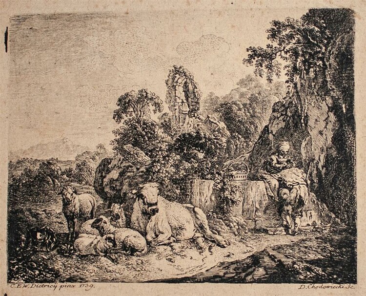 Daniel N. Chodowiecki - o.J. (Szene nach Dietricij) - Kupferstich - 1739