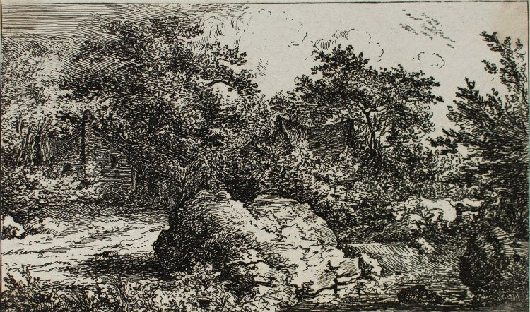 Salomon Gessner - Landschaft mit Gehöft - Kupferstich - 18. Jh.