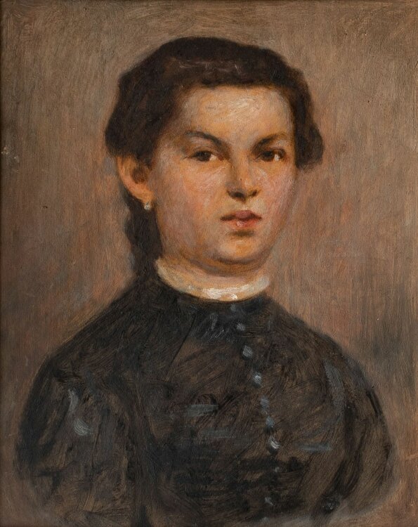 Unbekannt - weibliches Porträt - Öl auf Pappe - um 1860