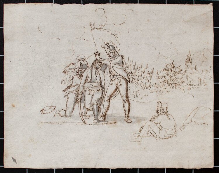 Unbekannt - Verwundeter preussischer Soldat - Zeichnung - um 1806