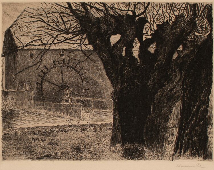 Ettore Cosomati - Wassermühle - Radierung - 1900