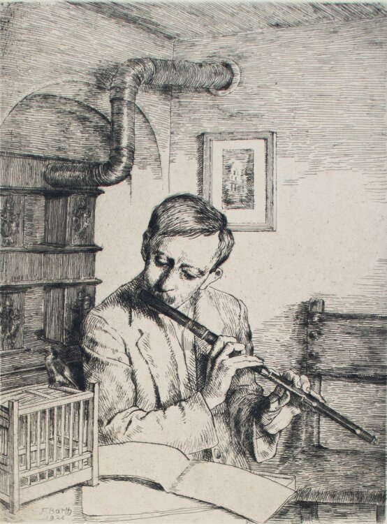 Friedrich Barth - Flötenspieler - Radierung - 1926