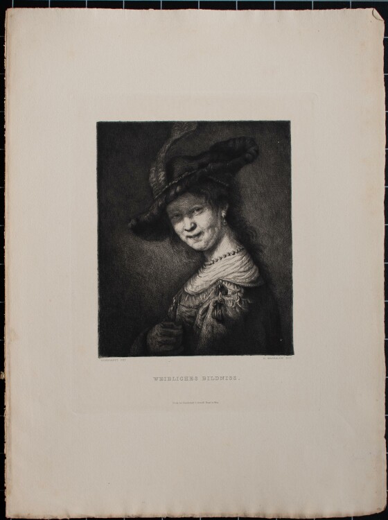 Nikolai Semjonowitsch Massalow - Weibliches Bildnis (nach Rembrandt) - Radierung