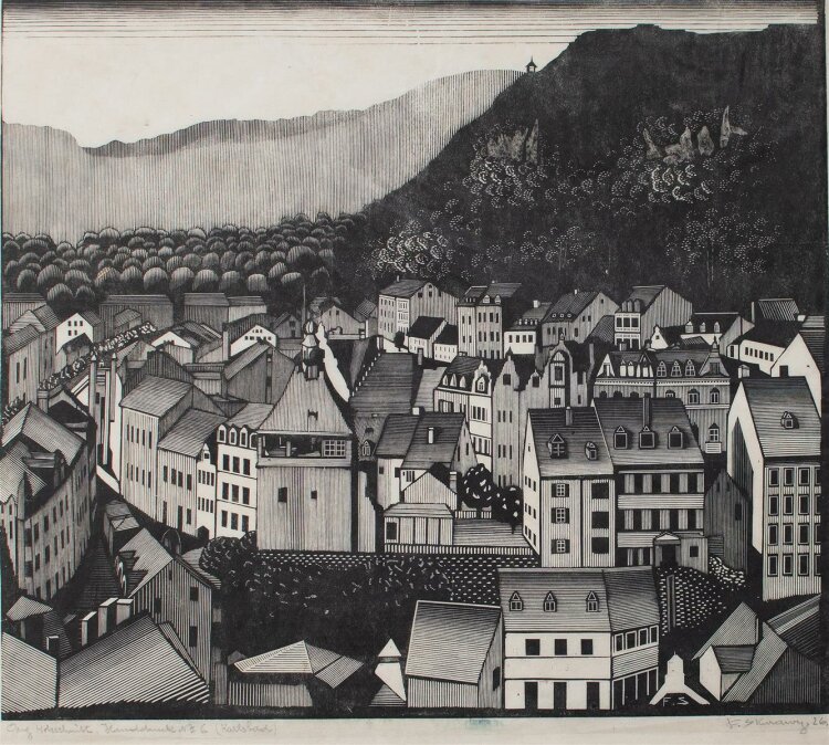 Friedrich Skurawy - Karlsbad - Holzschnitt - 1926
