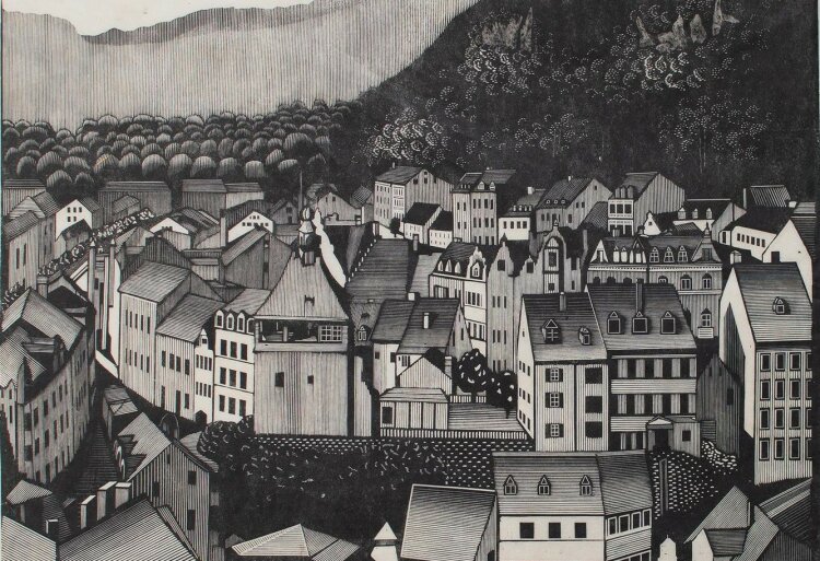 Friedrich Skurawy - Karlsbad - Holzschnitt - 1926