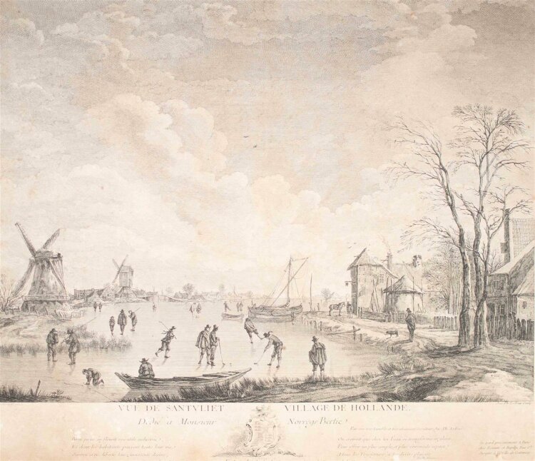 Jacques-Philippe Le Bas - Vue de Santvliet Village de Hollande - Kupferstich - o