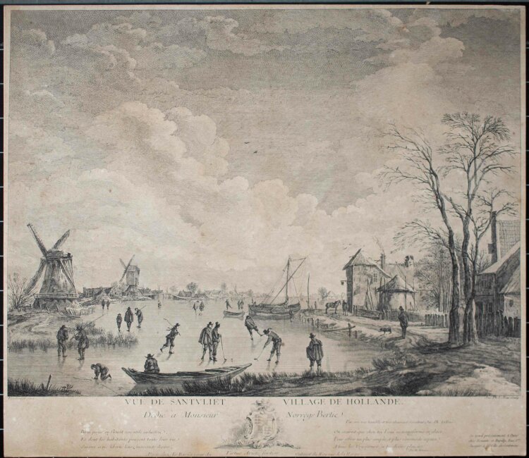 Jacques-Philippe Le Bas - Vue de Santvliet Village de Hollande - Kupferstich - o