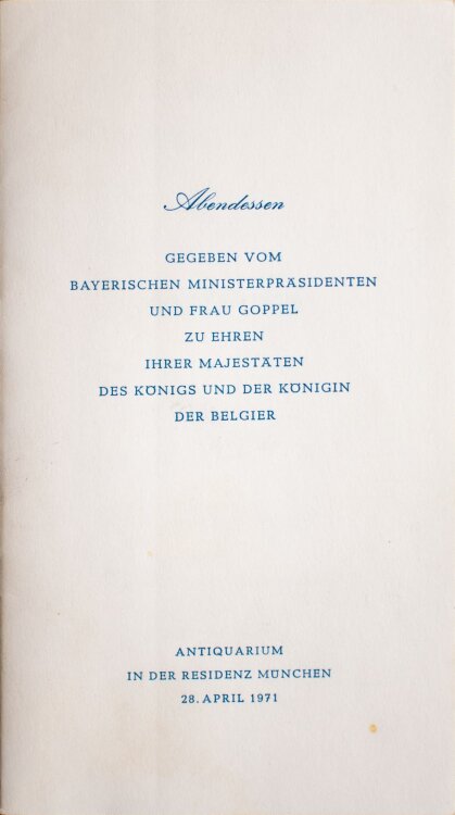 Antiquarium München - Ehrenmahl - Menükarte - 28.4.1971