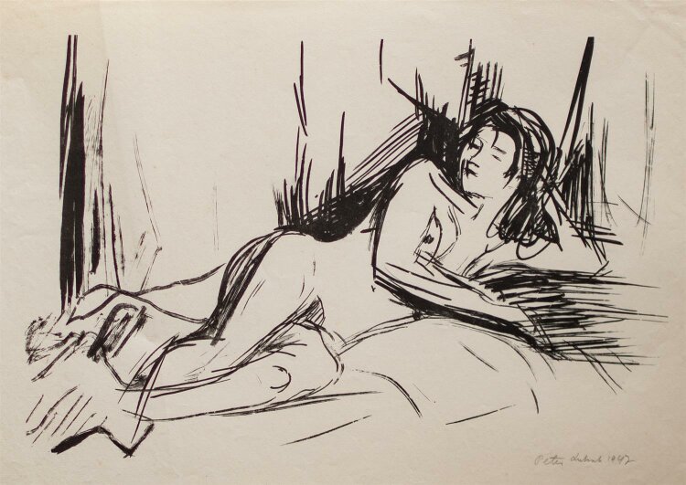 Peter Luksch - weiblicher Akt - Lithografie - 1947