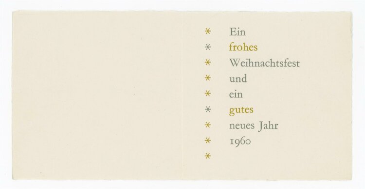 Uli Huber - Neujahresgruß 1959/60 - Grußkarte - 1959