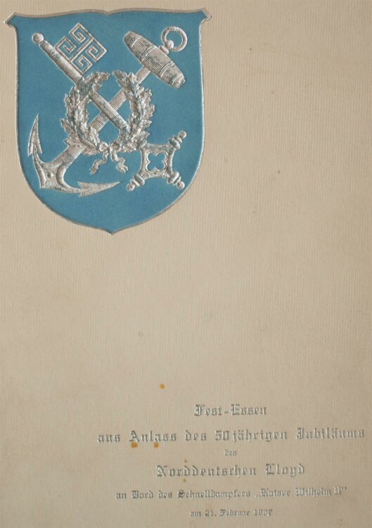 Schnelldampfer "Kaiser Wilhelm II" - Jubiläum - Menükarte - 21.2.1907