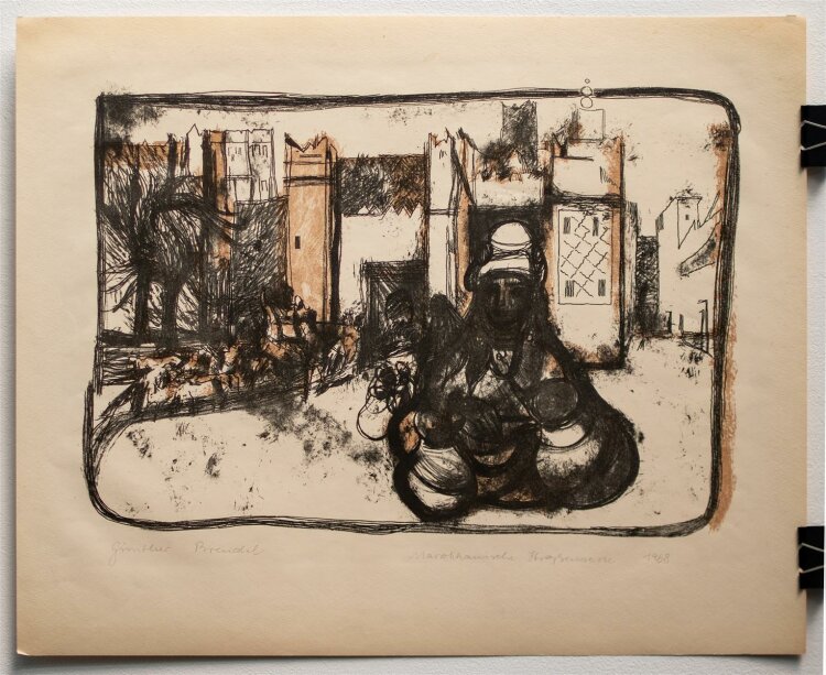 Günther Brendel - Marokkanische Straßenszene - Lithografie - 1968