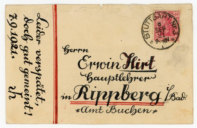 Uli Huber - Portkarte mit Geburtstagswünschen - Postkarte - 1921