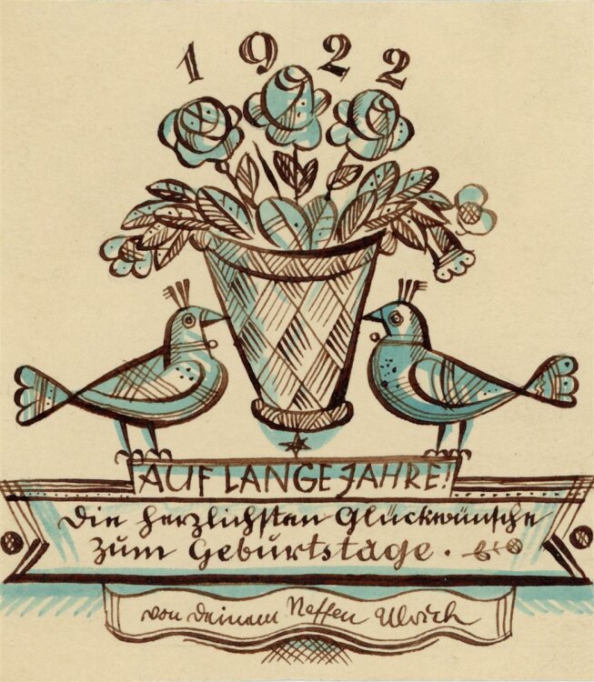 Uli Huber - Geburtstagskarte - Entwurf - 1922