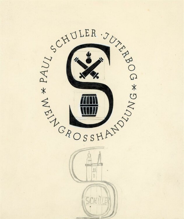 Uli Huber - Markenentwurf Paul Schlüter Weingroßhandel - undatiert - Zeichnung