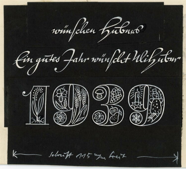 Uli Huber - Neujahresgruß 1939 - Entwurf - 1939