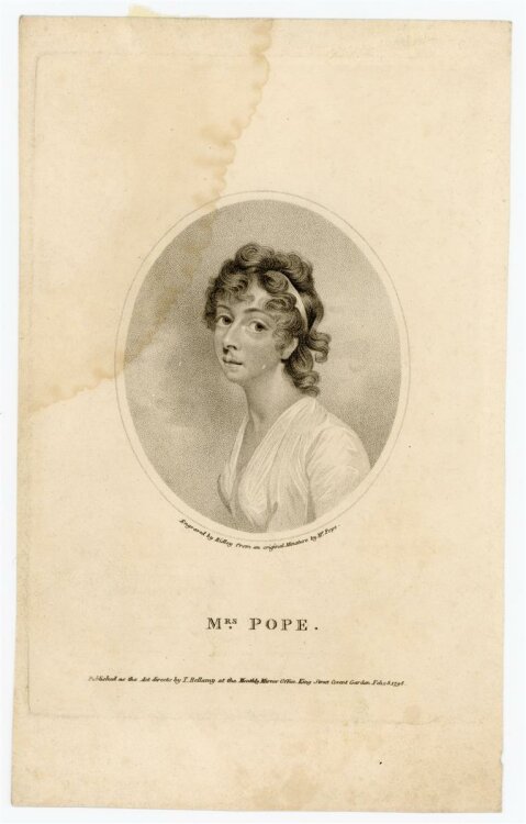 unbekannt - Frauenportrait "Mrs. Pope". - Punktierstich - 1798