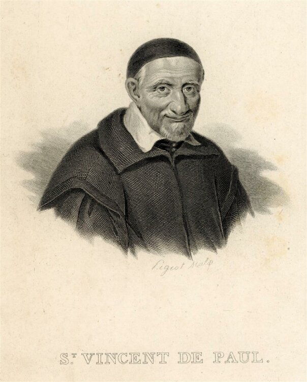 unbekannt - Portrait Vinzenz von Paul - Stahlstich - o.J.