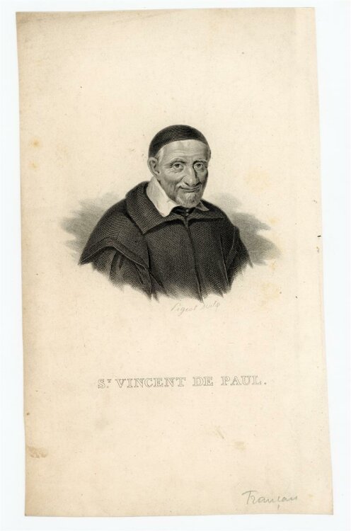 unbekannt - Portrait Vinzenz von Paul - Stahlstich - o.J.